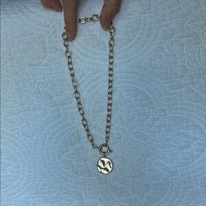 J Crew Hammered pendant Gold Chain Necklace
